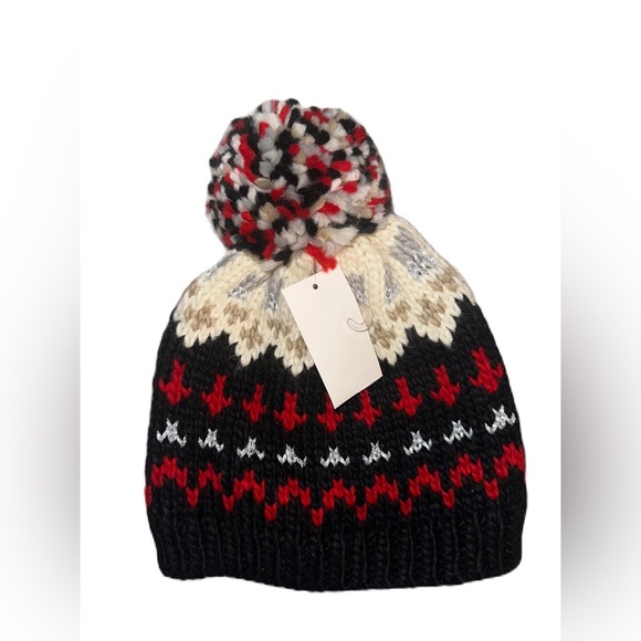 Jenni Accessories - NWT Duo multicolor Beanie with pom-pom, one size